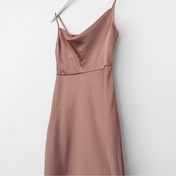 BHLDN Cali Satin Draped Cowl Neck Midi Slip Bridesmaid Dress Sedona - Picture 11 of 16